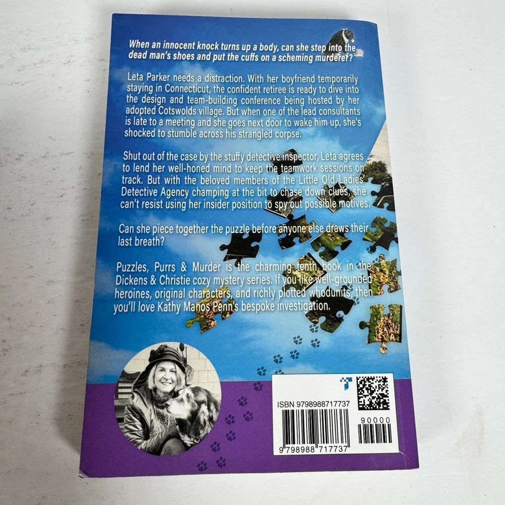 Puzzles, Purrs & Murder Kathy‎ Manos Penn 2024 Cozy Mystery Paperback Manos Penn